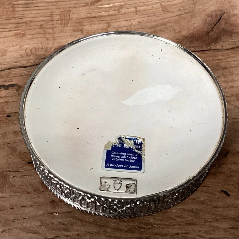 🔵 Vintage - Made In Japan - Silver Plate Wine Bottle Coaster - Candle Holder